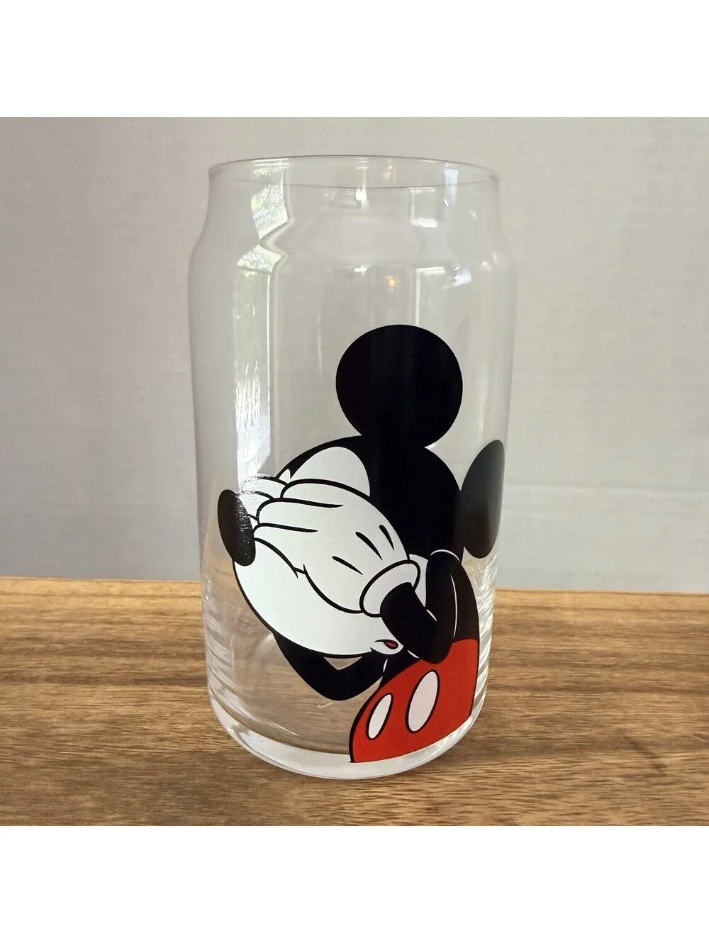 JoyJolt Disney Mickey Mouse Peek A Boo 16 oz Can Glass Tumbler Drinking Glass